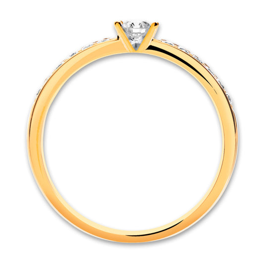 Solitaire ring 18k Yellow Gold Diamond 0.20 ct, 17 Stones, w-si