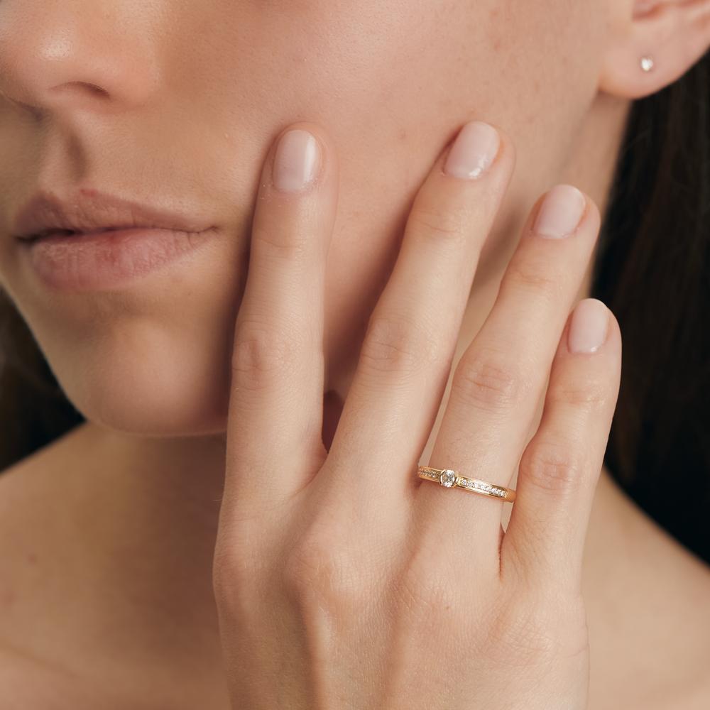 Solitaire ring 18k Yellow Gold Diamond 0.20 ct, 17 Stones, w-si