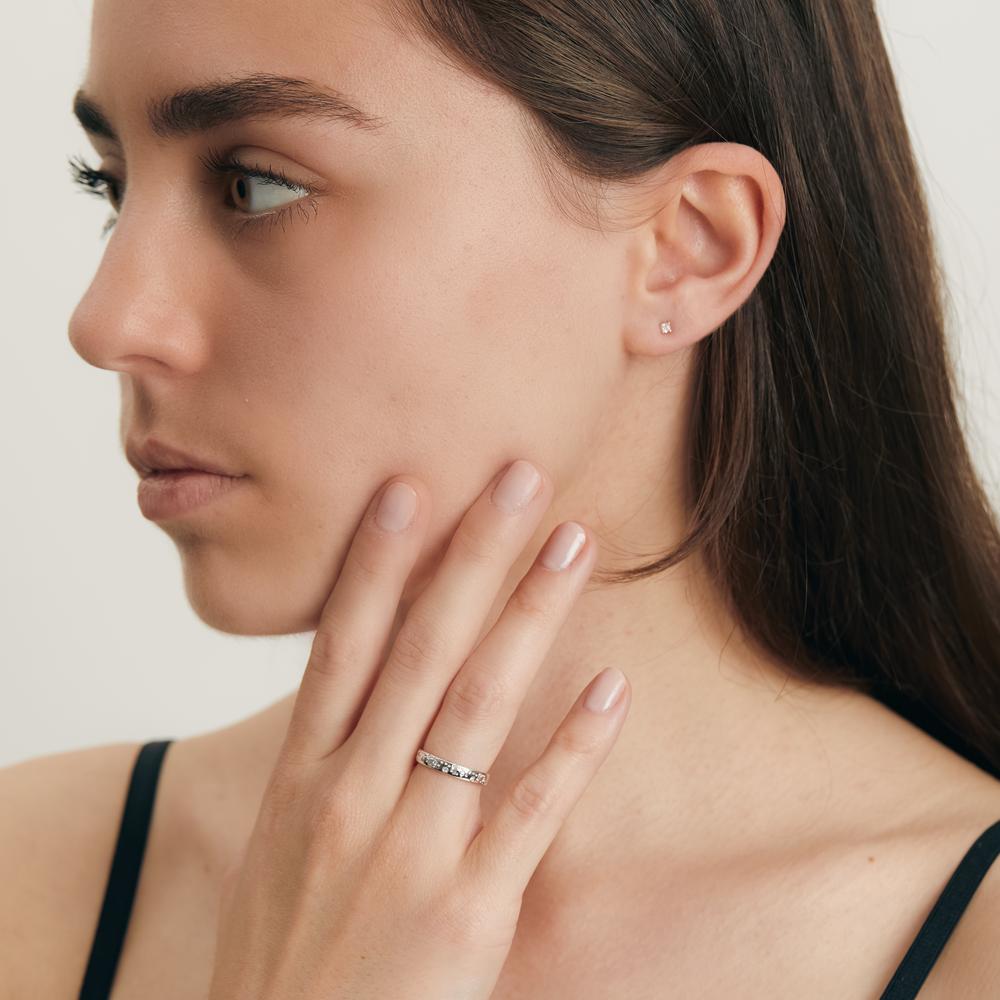 Ring 18k White Gold Diamond 0.13 ct, 24 Stones, w-si Star