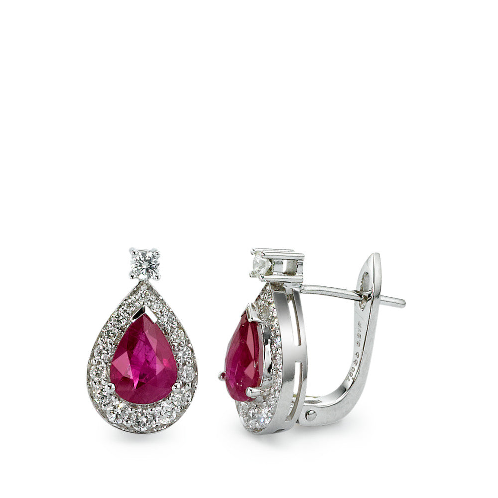 Earrings 18k White Gold Ruby w-si