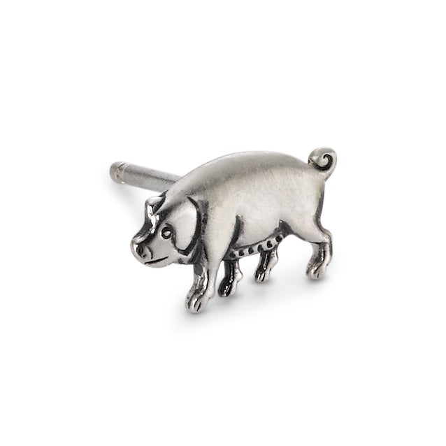 Single stud earring Silver Patinated Pig – Rhomberg Schmuck GmbH
