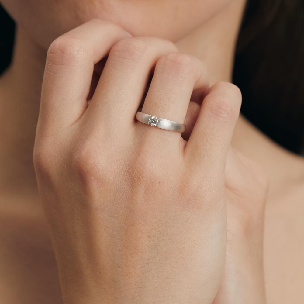 Solitaire ring 18k White Gold Diamond White, 0.20 ct, w-si Ø3.8 mm