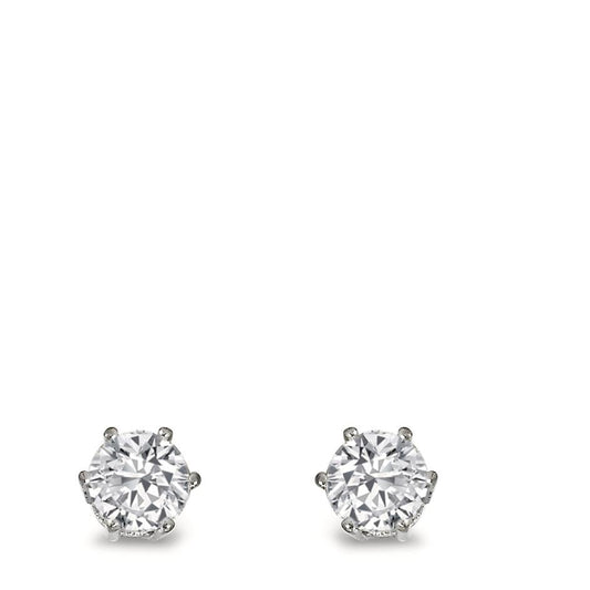 Stud earrings 18k White Gold Moissanite 2 Stones Ø5 mm