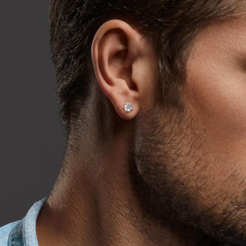 Stud earrings 18k White Gold Moissanite 2 Stones Ø5 mm