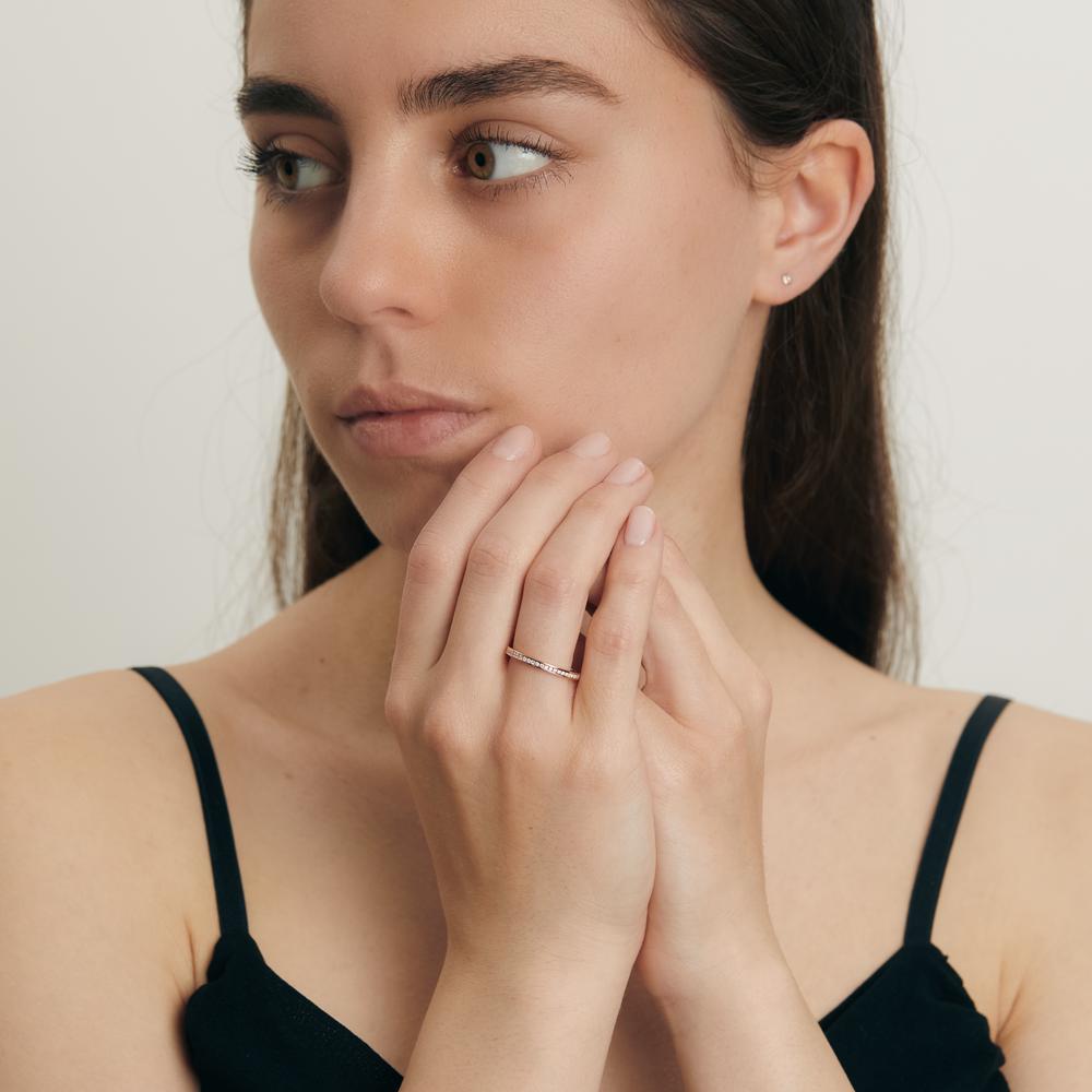 Memory ring 18k Red Gold Diamond 0.25 ct, 50 Stones, w-si