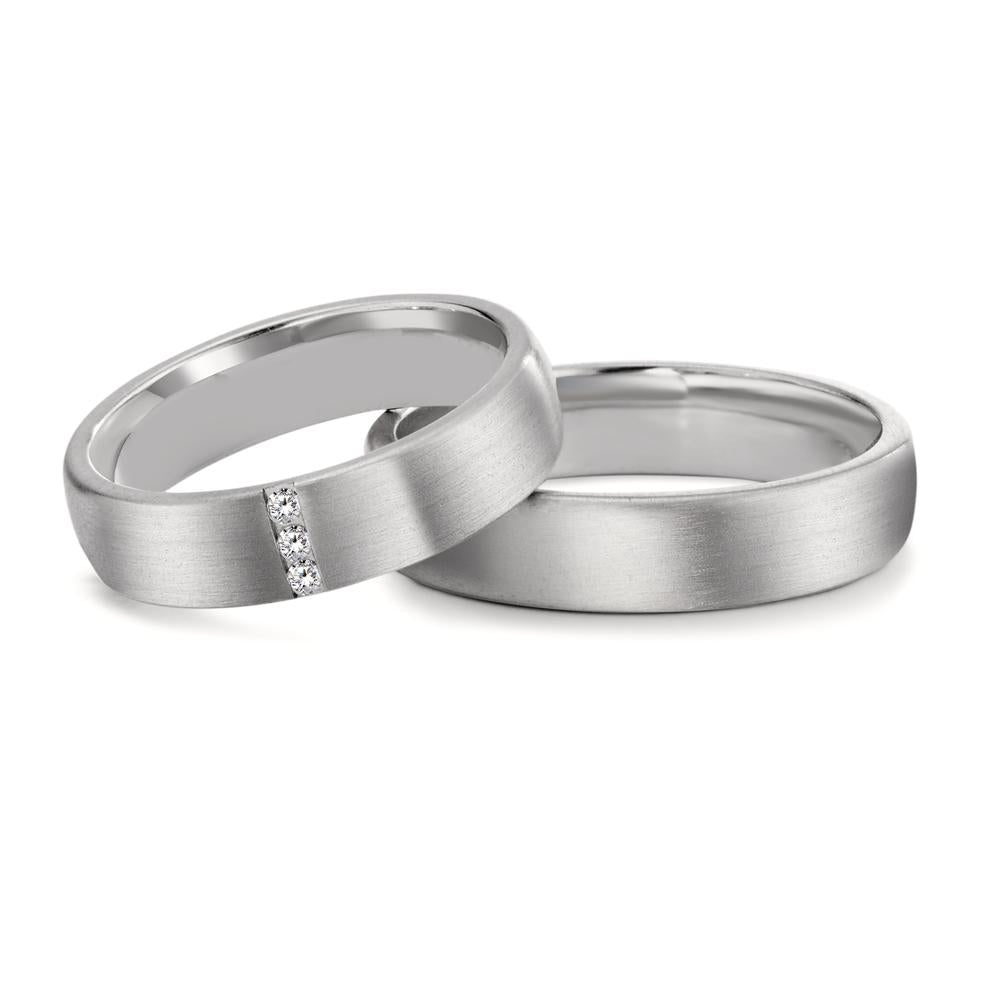 Wedding Ring 18k White Gold Diamond 0.03 ct, 3 Stones, tw-vsi