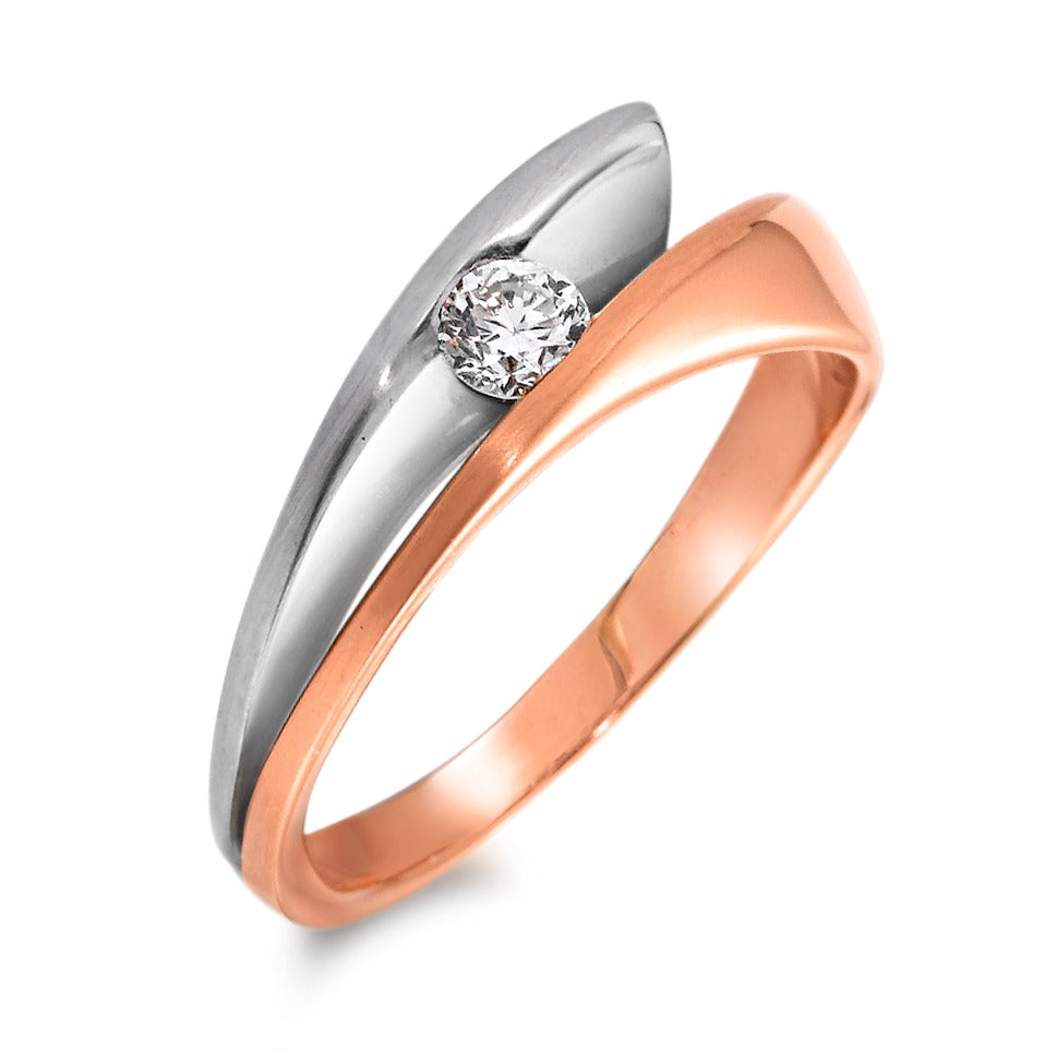 Ring 18k Red Gold, 18k White Gold Diamond 0.15 ct, w-si