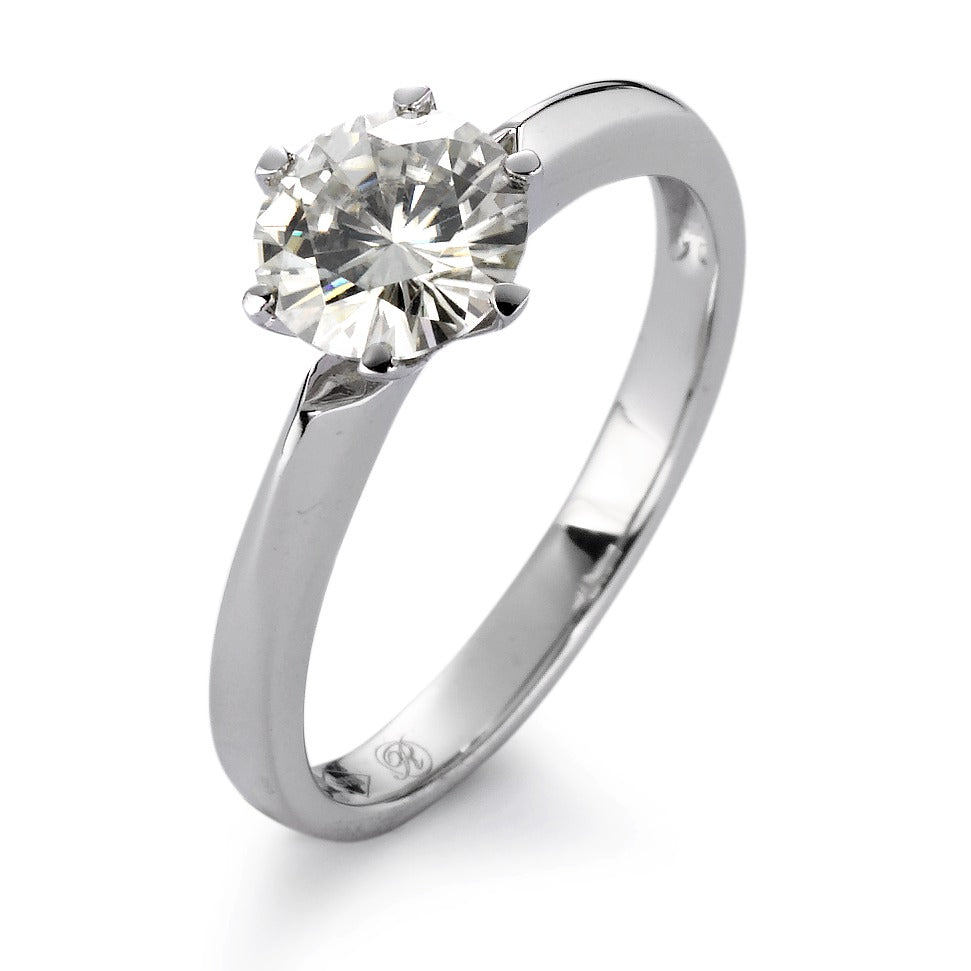 Solitaire ring 18k White Gold Moissanite