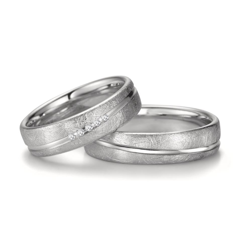 Wedding Ring 18k White Gold Diamond 0.025 ct, 5 Stones, tw-si