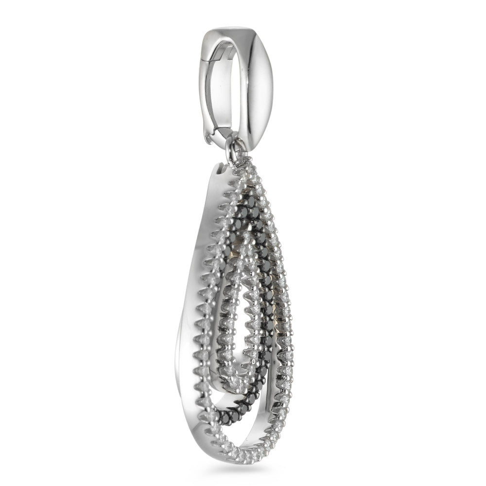 Pendant 18k White Gold Diamond Black, 0.52 ct, 104 Stones, brilliant, tw-vsi