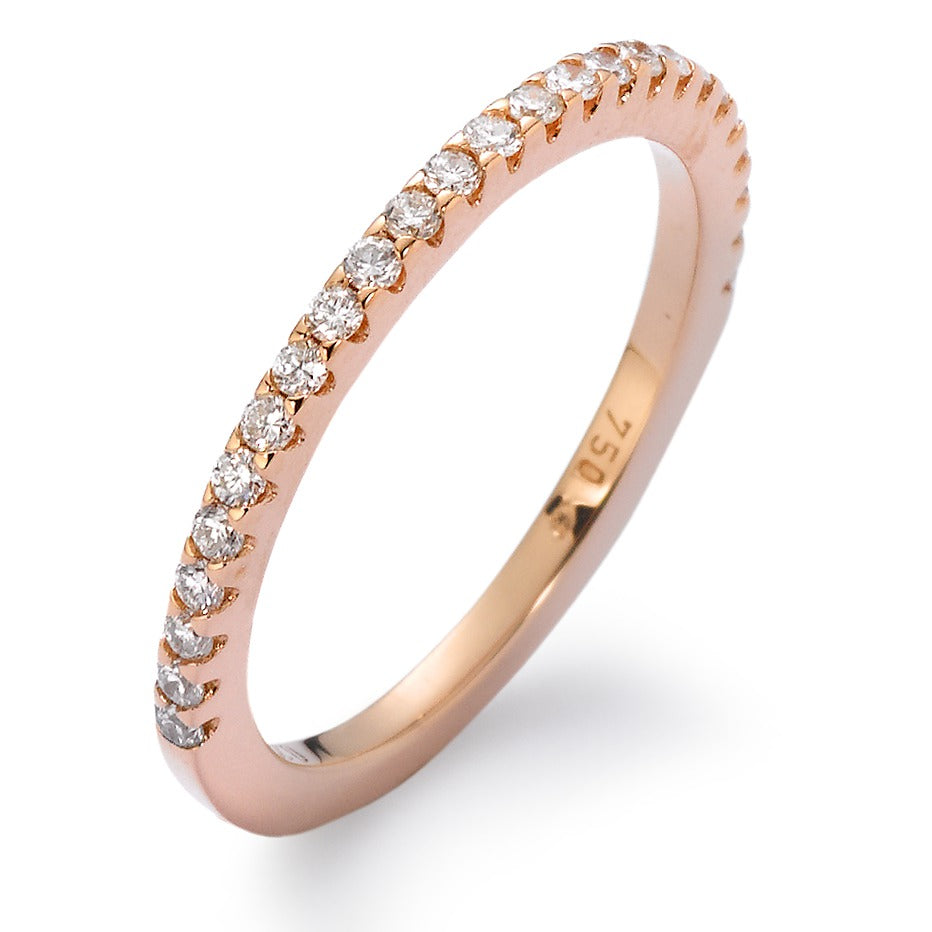 Memory ring 18k Red Gold Diamond White, 0.25 ct, 25 Stones, brilliant, w-si