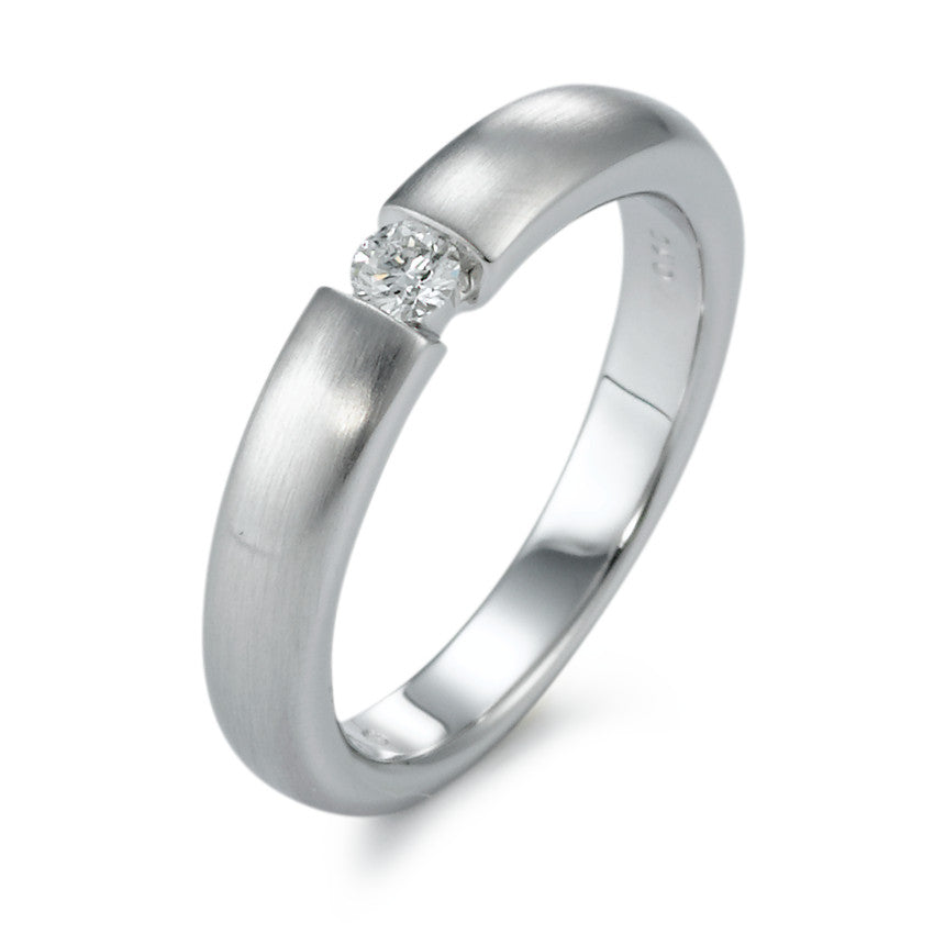 Solitaire ring 18k White Gold Diamond White, 0.10 ct, brilliant, w-si
