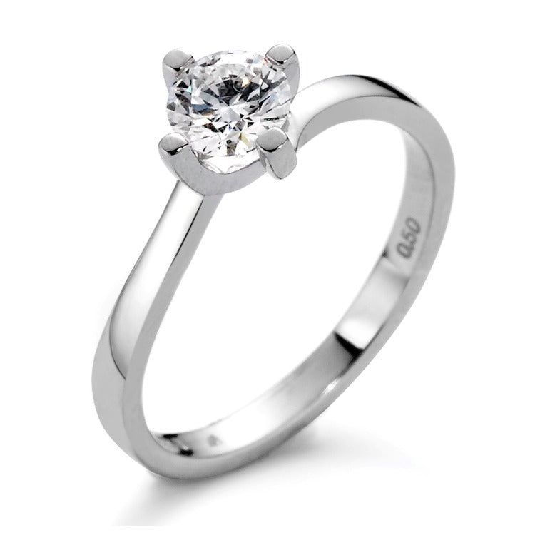Solitaire ring 18k White Gold Diamond White, 0.10 ct, brilliant, w-si