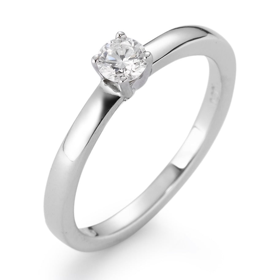 Solitaire ring 18k White Gold Diamond White, 0.20 ct, brilliant, w-si