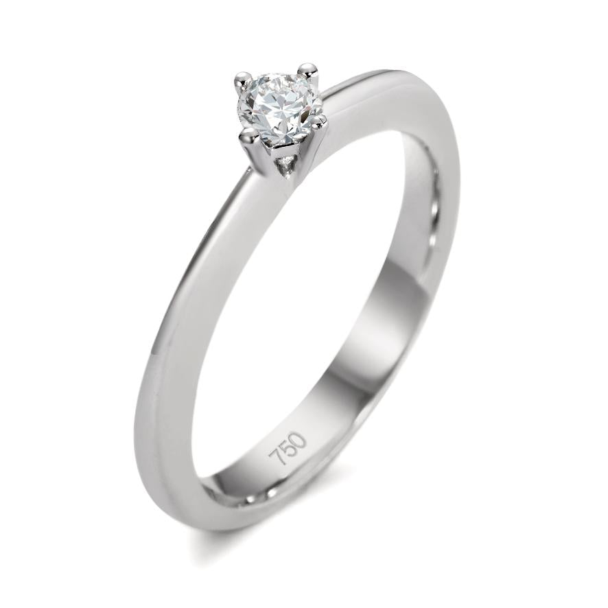 Solitaire ring 18k White Gold Diamond White, 0.15 ct, si Rhodium plated