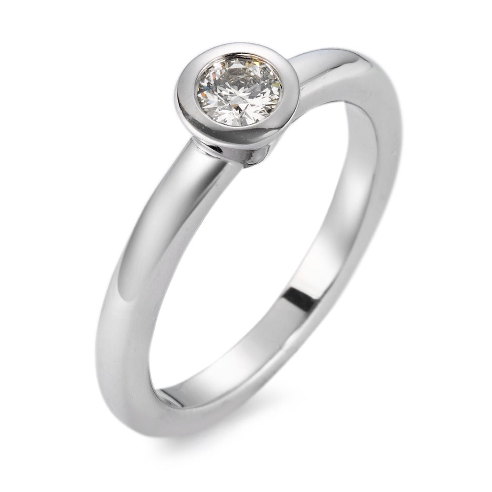 Solitaire ring 18k White Gold Diamond White, 0.20 ct, si Rhodium plated