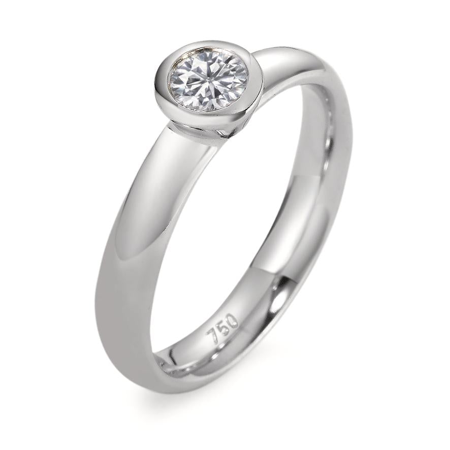 Solitaire ring 18k White Gold Diamond White, 0.25 ct, si Rhodium plated