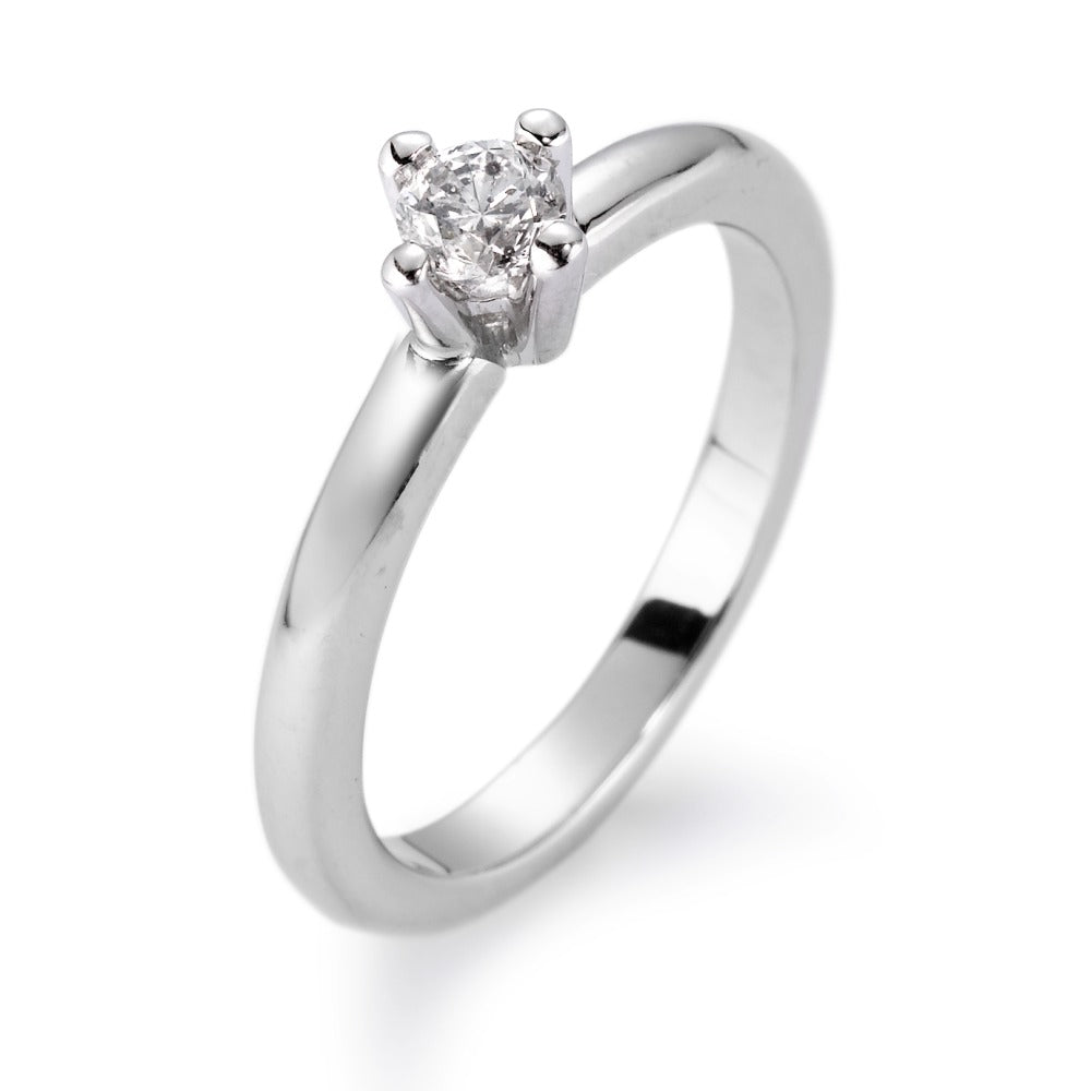 Solitaire ring 18k White Gold Diamond White, 0.25 ct, si Rhodium plated