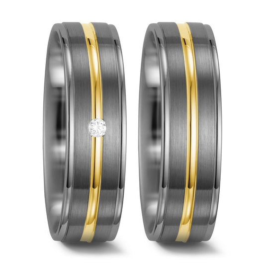 Wedding Ring Palladium 500 , 14k Yellow Gold