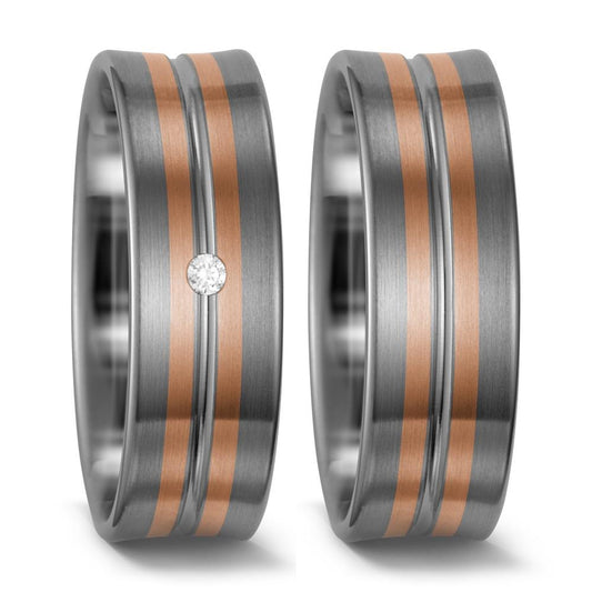 Wedding Ring Palladium 500 , 14k Red Gold