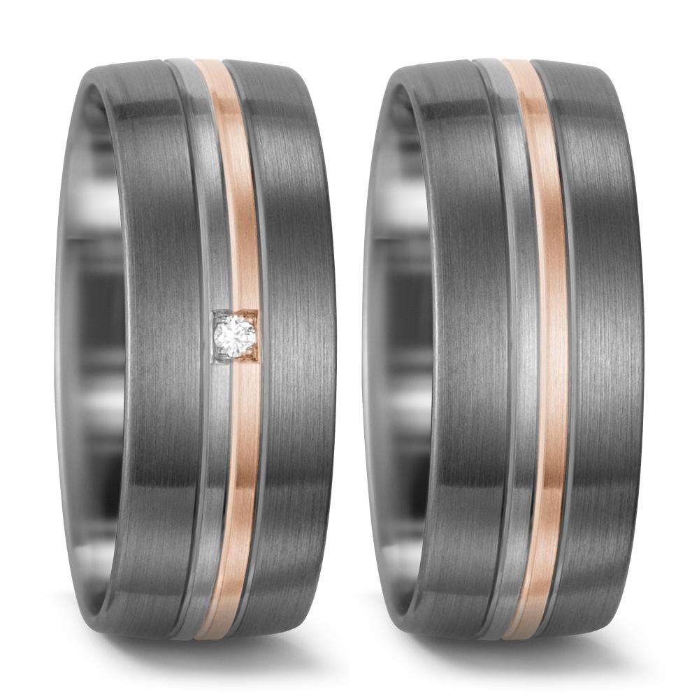 Wedding Ring Palladium 500 , 14k White Gold, 14k Rose Gold