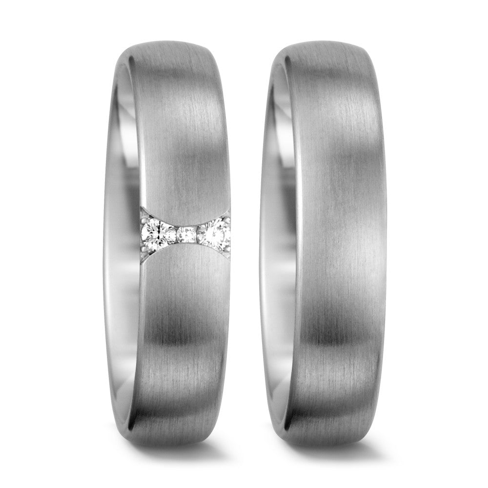 Wedding Ring 18k White Gold Diamond White, 0.055 ct, 3 Stones, tw-vsi