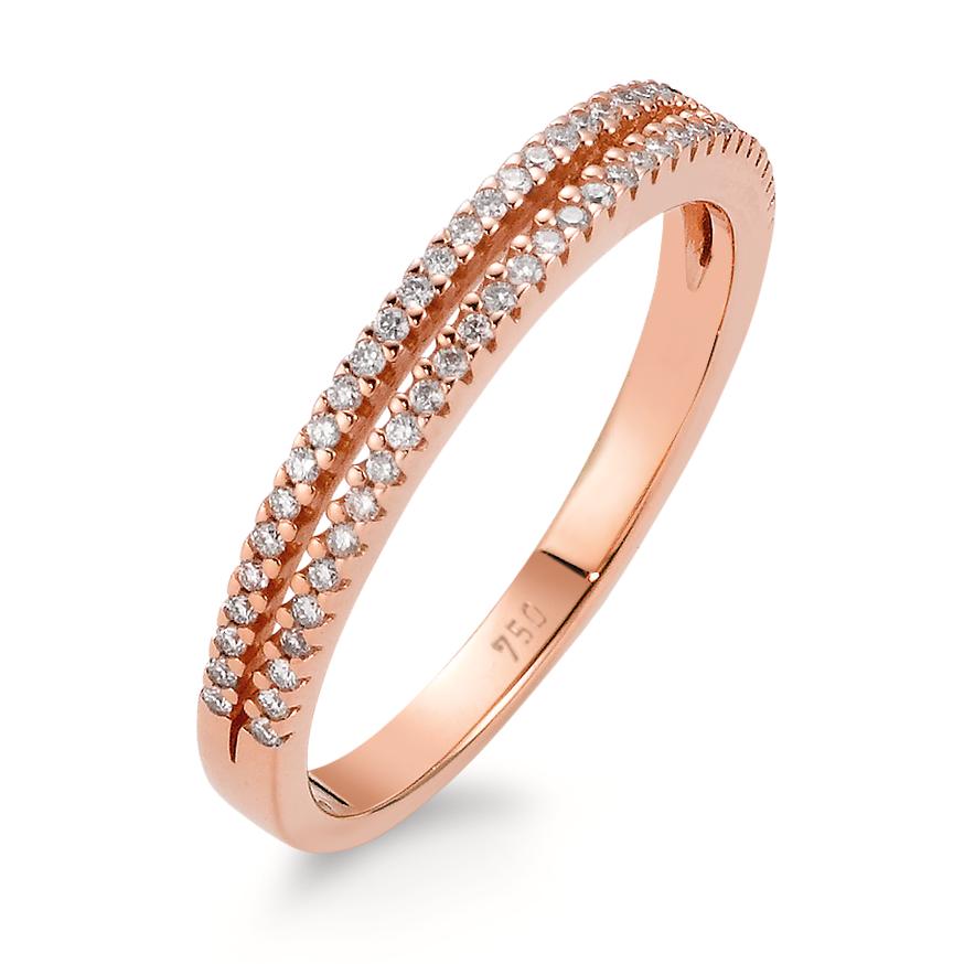 Ring 18k Rose Gold Diamond White, 0.19 ct, 62 Stones, brilliant, w-si