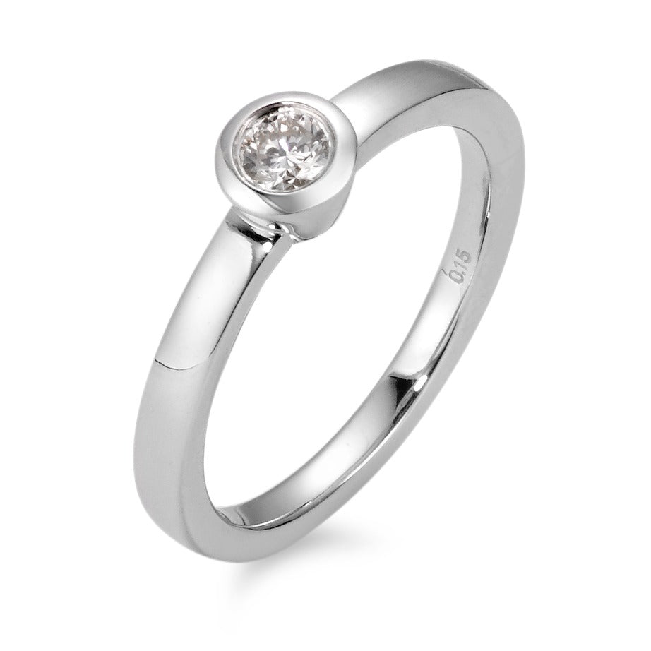 Ring 18k White Gold Diamond White, 0.15 ct, brilliant, w-si