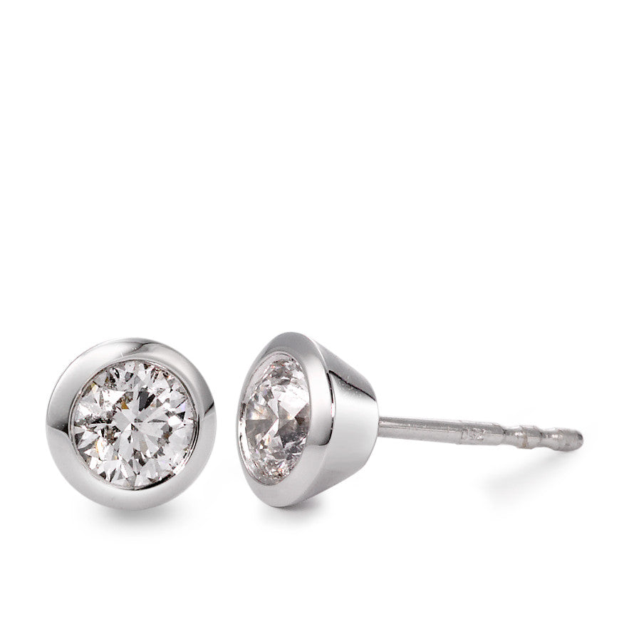 Stud earrings 18k White Gold Diamond White, 0.50 ct, 2 Stones, brilliant, w-si Ø5.5 mm