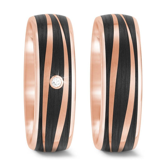 Wedding Ring 14k Rose Gold, Carbon