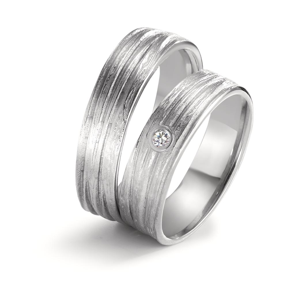 Wedding Ring 18k White Gold Diamond 0.04 ct, w-si