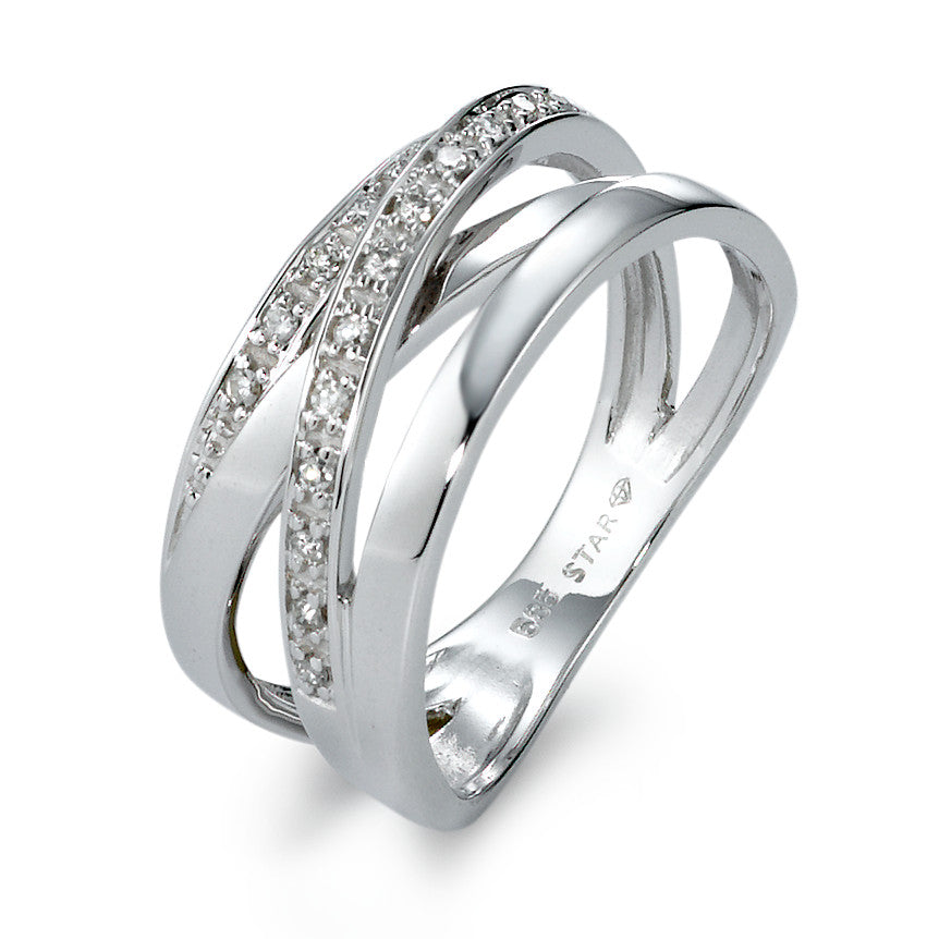 Ring 14k White Gold Diamond 0.10 ct, 17 Stones, w-si