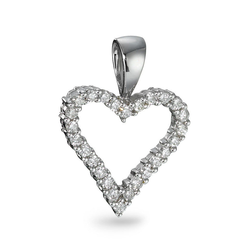 Pendant 18k White Gold Diamond 0.31 ct, 26 Stones, w-si Heart Ø14 mm