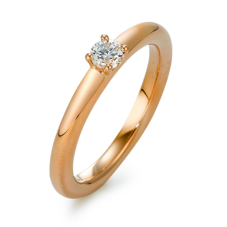 Solitaire ring 18k Red Gold Diamond 0.20 ct, w-si