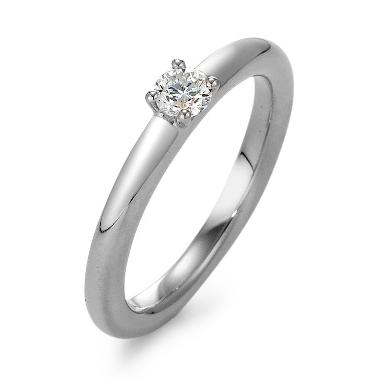 Solitaire ring 18k White Gold Diamond 0.20 ct, w-si