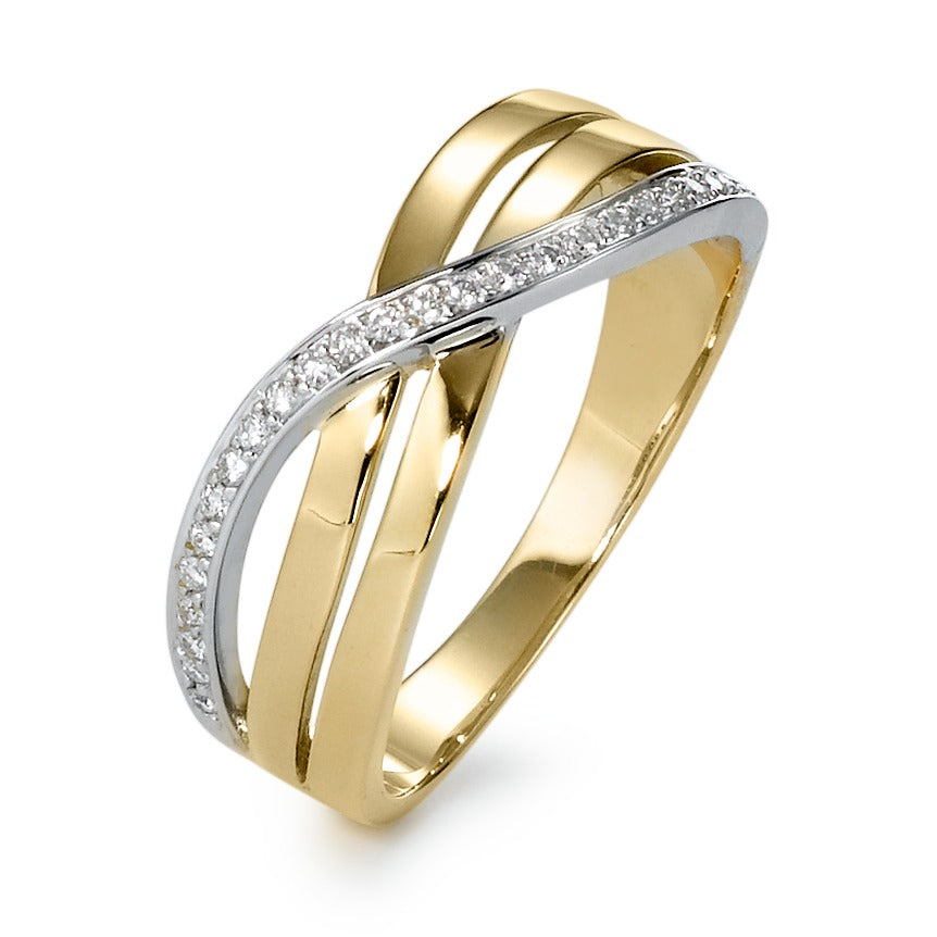 Ring 18k Yellow Gold, 18k White Gold Diamond 0.12 ct, 26 Stones, w-si