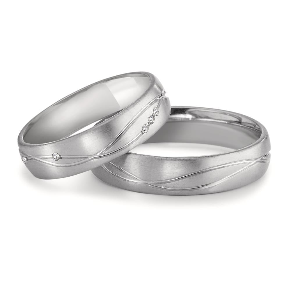 Wedding Ring 18k White Gold Diamond White, 0.055 ct, 11 Stones, tw-vsi