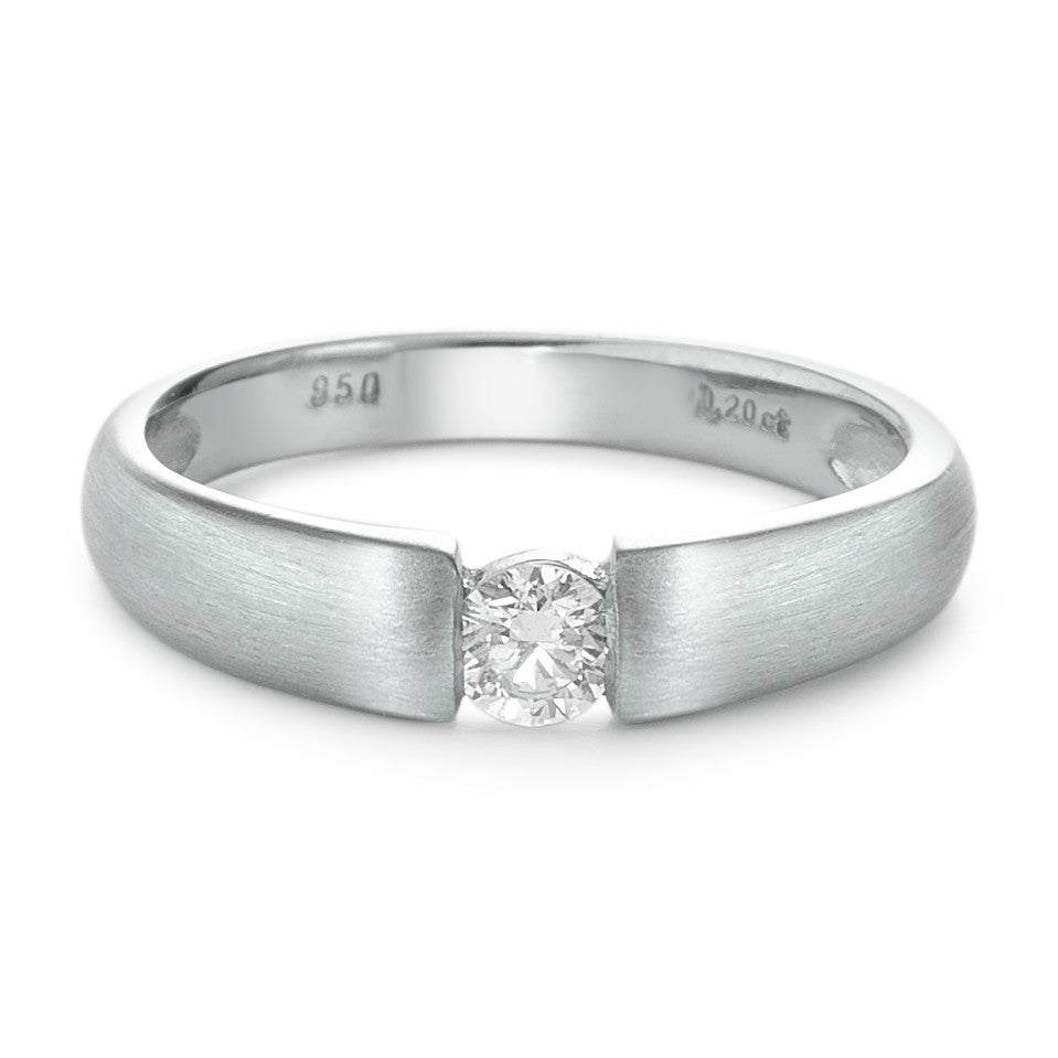 Solitaire ring Palladium 950 Diamond 0.20 ct, w-si