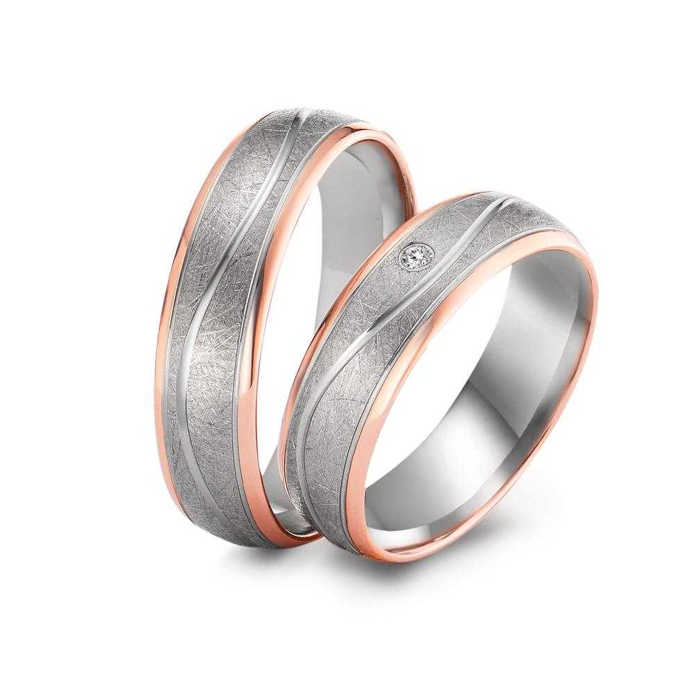 Wedding Ring 18k Red Gold, Palladium 500