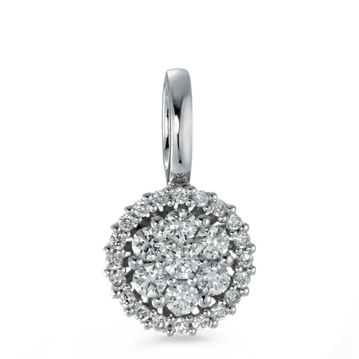 Pendant 18k White Gold Diamond 0.26 ct, 27 Stones, brilliant, w-si Ø8 mm