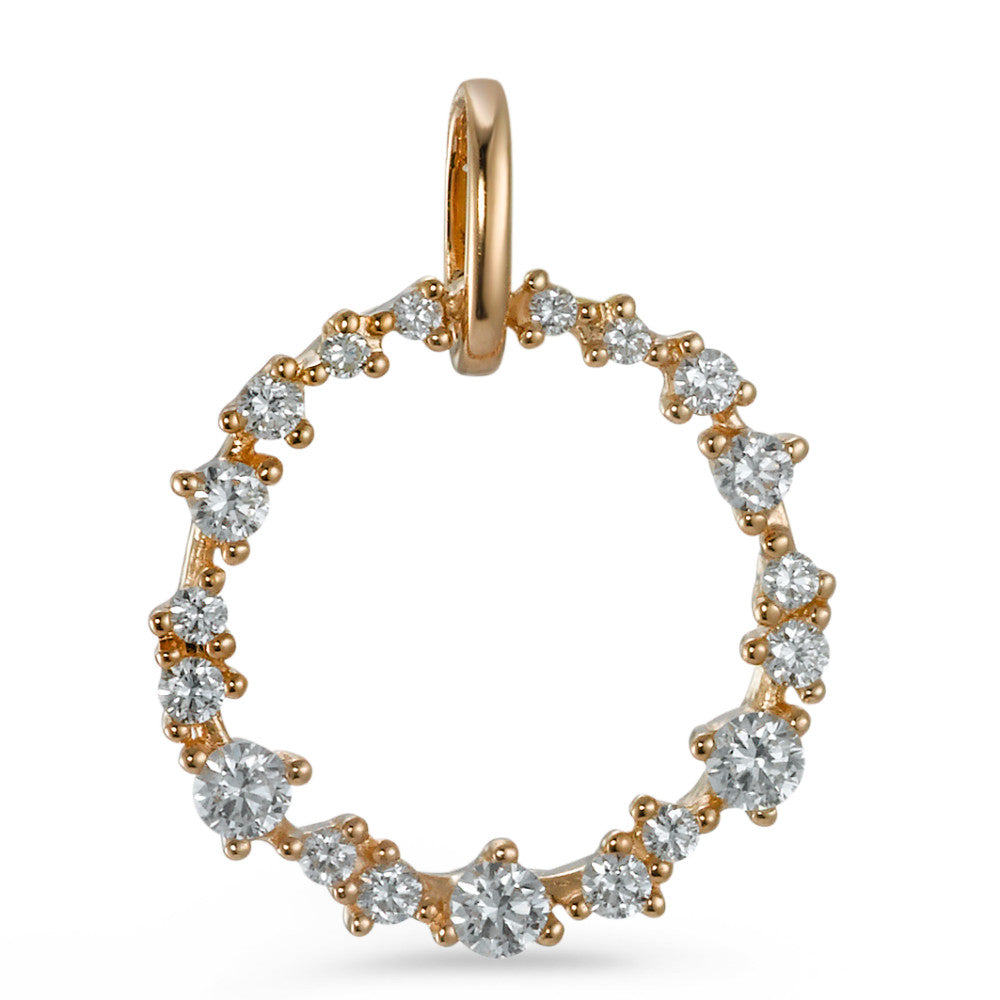 Pendant 18k Red Gold Diamond 0.33 ct, 19 Stones, brilliant, w-si Ø15 mm
