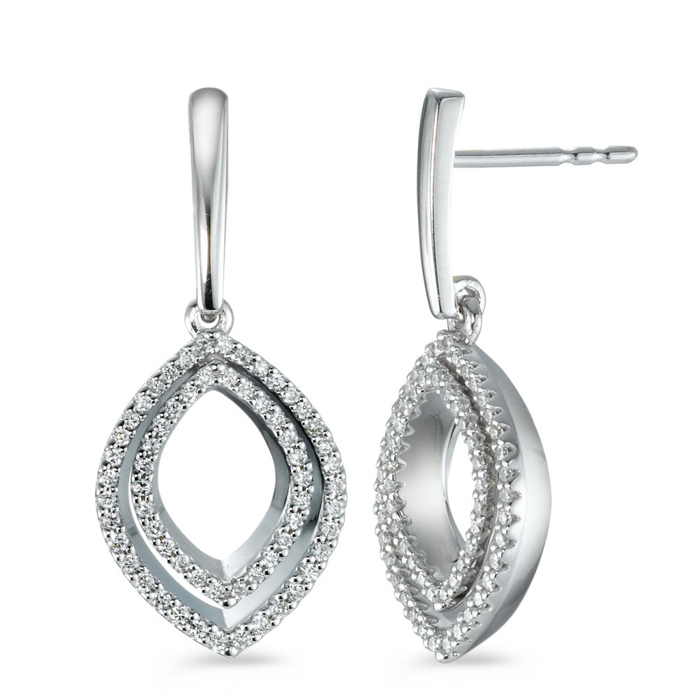 Drop Earrings 18k White Gold Diamond 0.42 ct, 124 Stones, brilliant, w-si