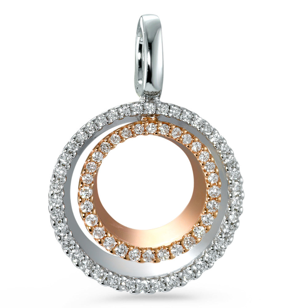 Pendant 18k Red Gold, 18k White Gold Diamond 0.37 ct, 70 Stones, brilliant, w-si Ø17 mm
