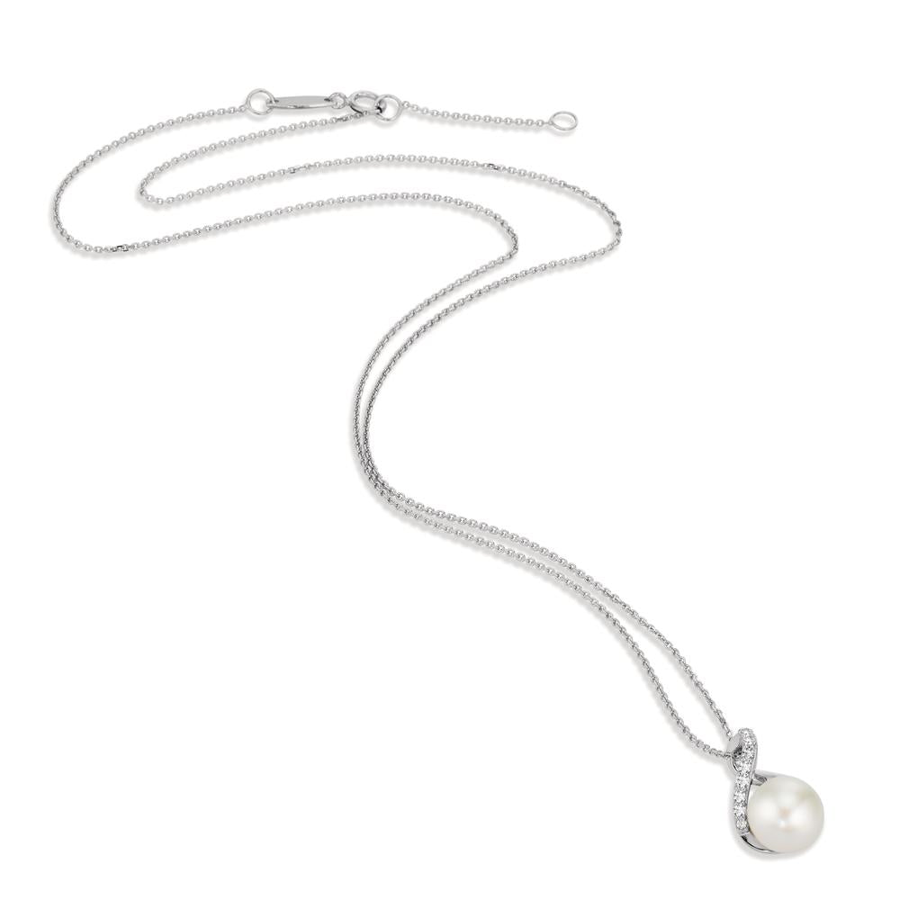Necklace with pendant 18k White Gold Freshwater pearl White, 8 mm 42 cm