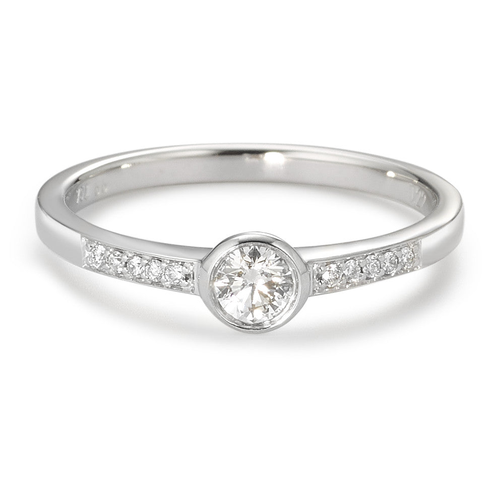 Solitaire ring 18k White Gold Diamond White, 0.22 ct, 11 Stones, brilliant, w-si Ø4.5 mm