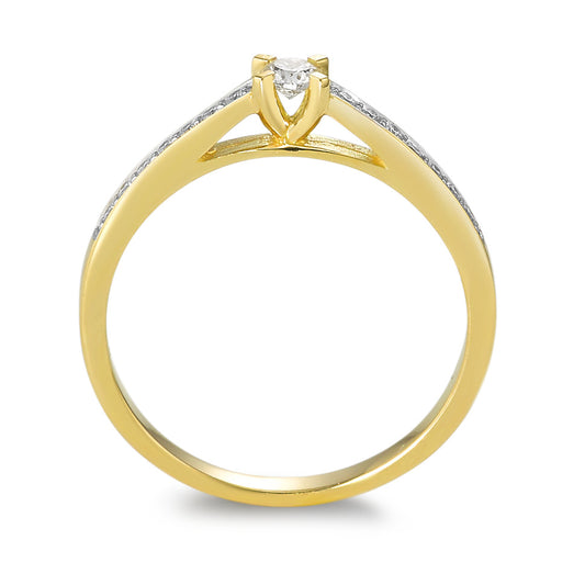 Ring 18k Yellow Gold Diamond 0.17 ct, 15 Stones, w-si