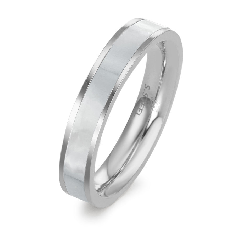 Stacking ring Stainless steel Mother of pearl White