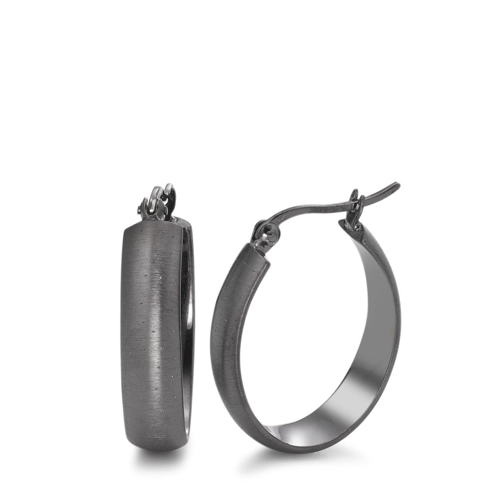 Hoop earrings Silver Black Rhodium plated
