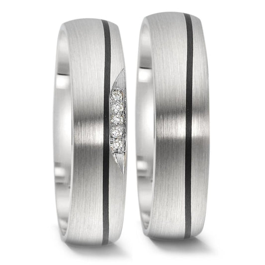 Wedding Ring 14k White Gold, Carbon