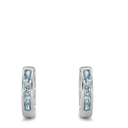 Hinged hoop Silver Zirconia Light Blue Rhodium plated